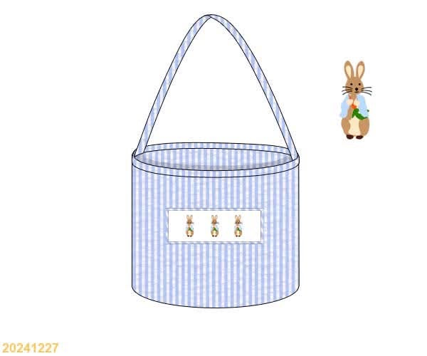 PREORDER Boys Seersucker Smocked Rabbit Bucket