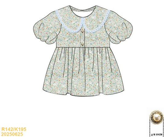 PREORDER Fall Florals with Lace Girls Blouse