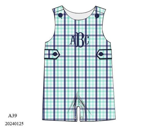 PREORDER Blue Plaid Boys Shortall