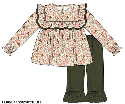 PREORDER Olive Fall Floral Pants Set