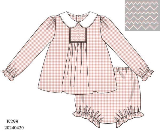 PREORDER Peach Check Diaper Set