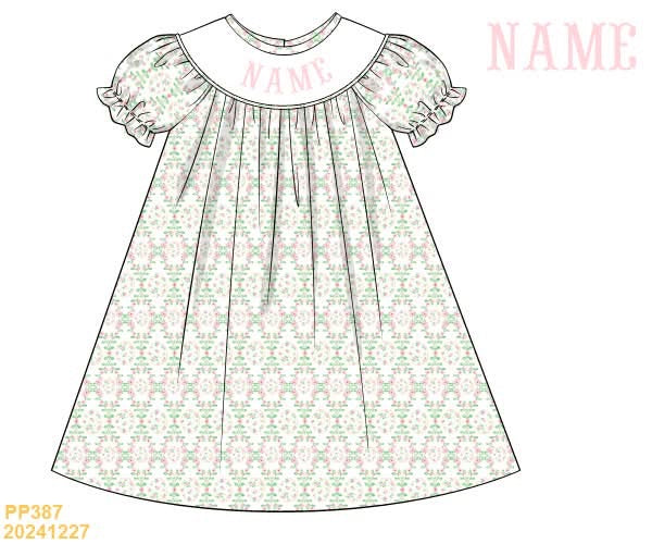 PREORDER Pink Easter Egg Personalized Smocked Dress