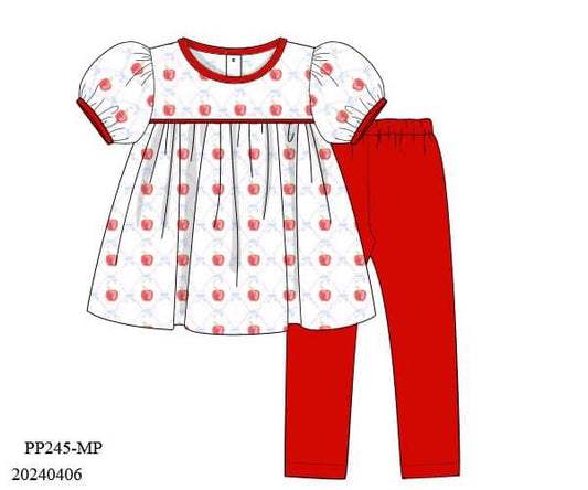 PREORDER Apples and Bows Knit Leggings Set