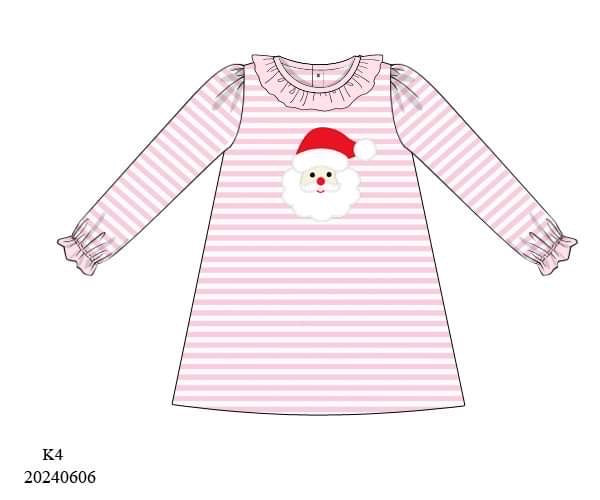 PREORDER Striped Knit Santa Appliqué Dress