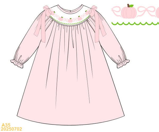 PREORDER Smocked Pumpkin & Bows Dress