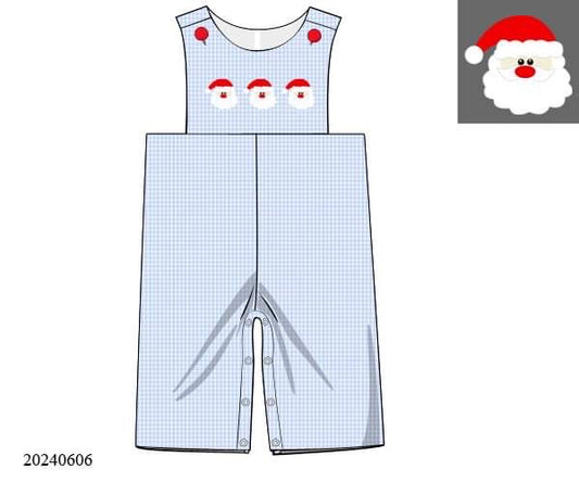 PREORDER Gingham Blue Santa Longall