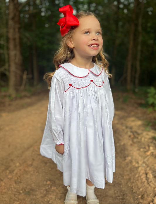 Preorder Red Bow Smocked Dress