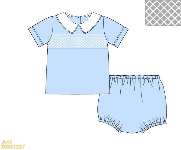 PREORDER Smocked Boy Diaper Set