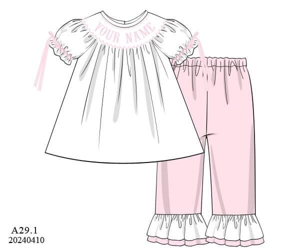 PREORDER Personalized Smocked Ruffle Pants Set