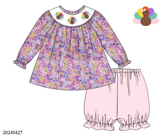 PREORDER Floral Turkey Bloomer Set