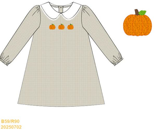 PREORDER Gingham French Knot Pumpkin Dress