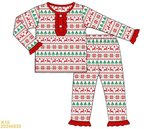 PREORDER Christmas Aztec Print Girls Pajama Set