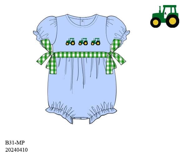 PREORDER Girls French Knot Tractors Bubble