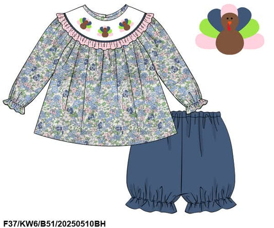 PREORDER Smocked Turkey Bloomer Set