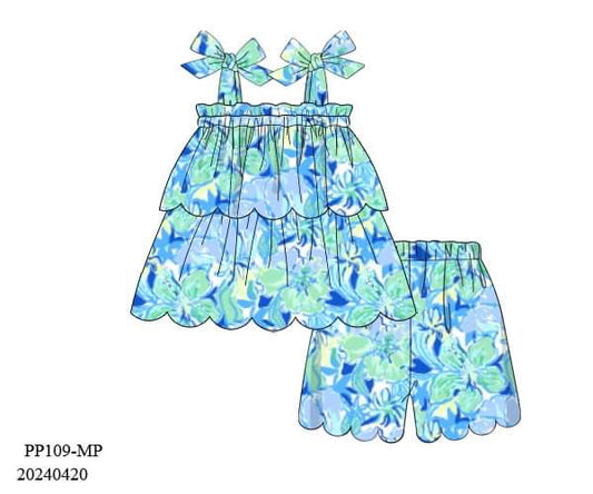 PREORDER Beach Day Scalloped Shorts Set