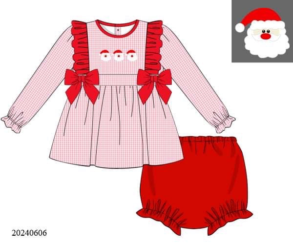 PREORDER Gingham Pink Santa Diaper Set