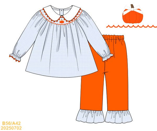 PREORDER Blue Gingham Pumpkin Pant Set