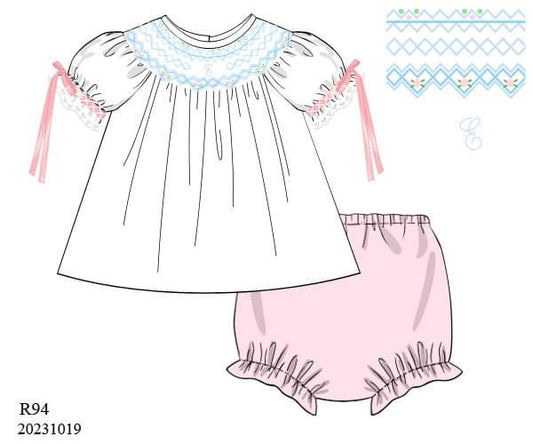 PREORDER Dainty Monogram Smocked Diaper Set