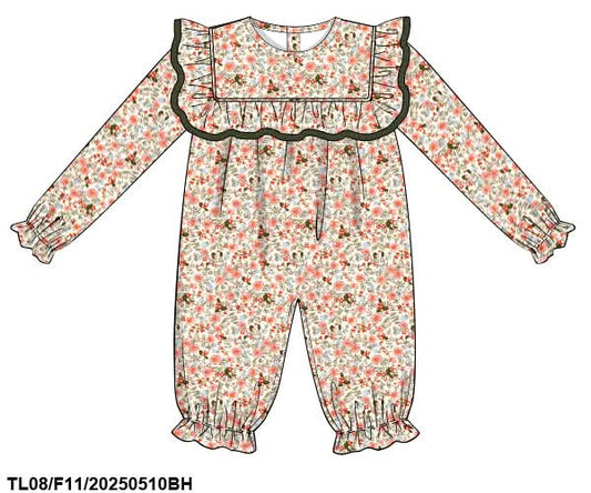 PREORDER Olive Fall Floral Long Romper