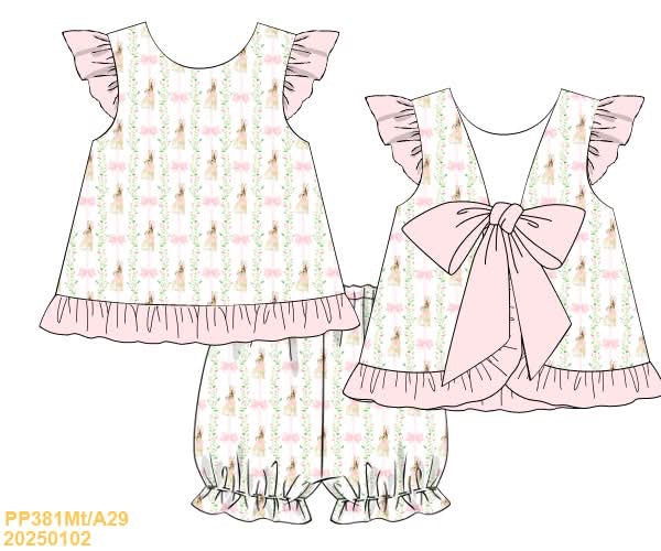 PREORDER Bunny Bow Tie Back Bloomer Set