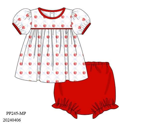 PREORDER Apples and Bows Knit Diaper Set