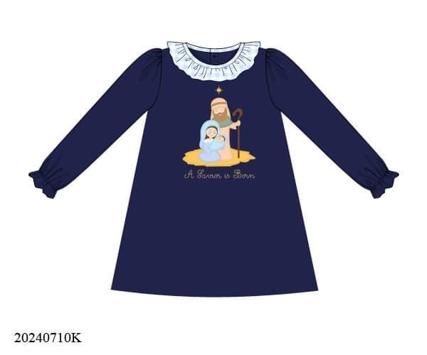 PREORDER Knit Nativity Appliqué Girls Bubble