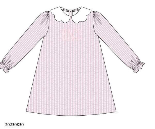 PREORDER Pink Seersucker Monogram A-line Dress