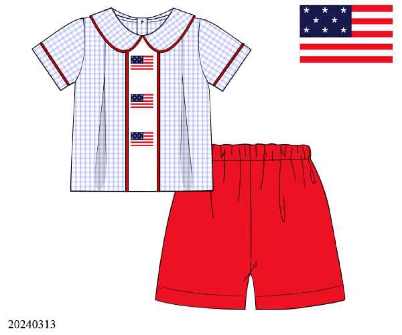 PREORDER Grand Old Flag Boys Collared Shirt Set