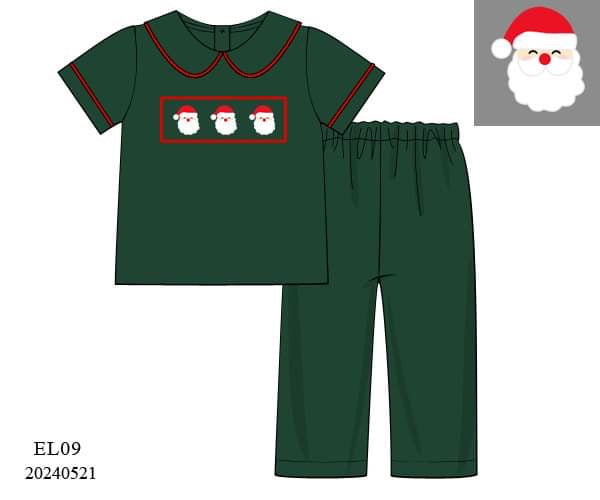 PREORDER Hunter Green Santa Boys Pants Set