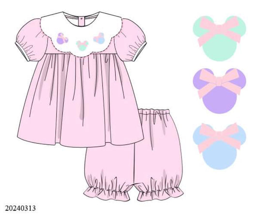 PREORDER Mouse Ears Pastel Pink Bloomer Set