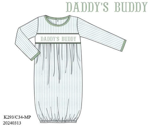 PREORDER Daddy’s Buddy Smocked Baby Gown