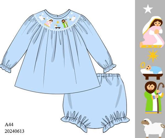 PREORDER Blue Bishop Nativity Diaper Set