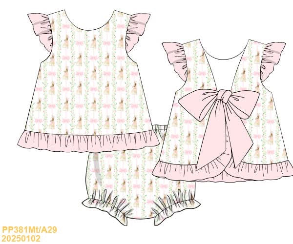 PREORDER Bunny Bow Tie Back Diaper Set