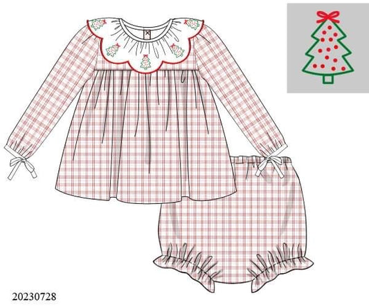 Preorder Windowpane Christmas Tree Diaper Set