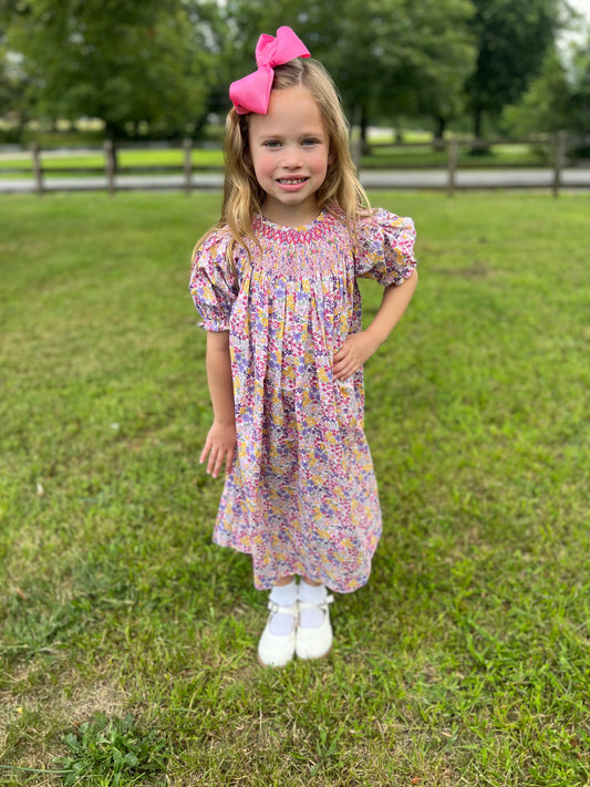 PREORDER Purple Floral Smocked Dress