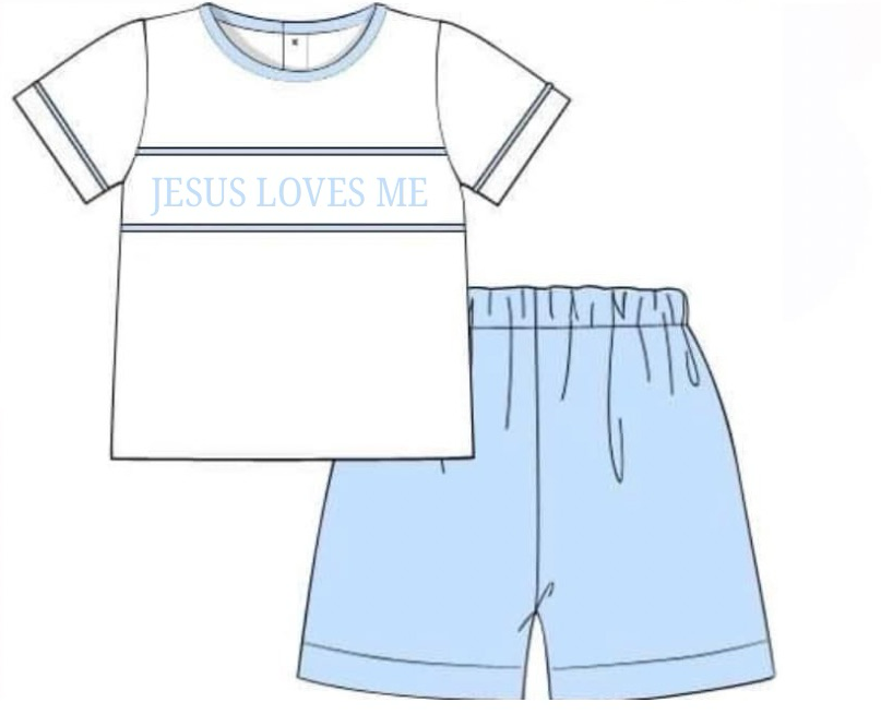 PREORDER Jesus Loves Me Smocked Short Set