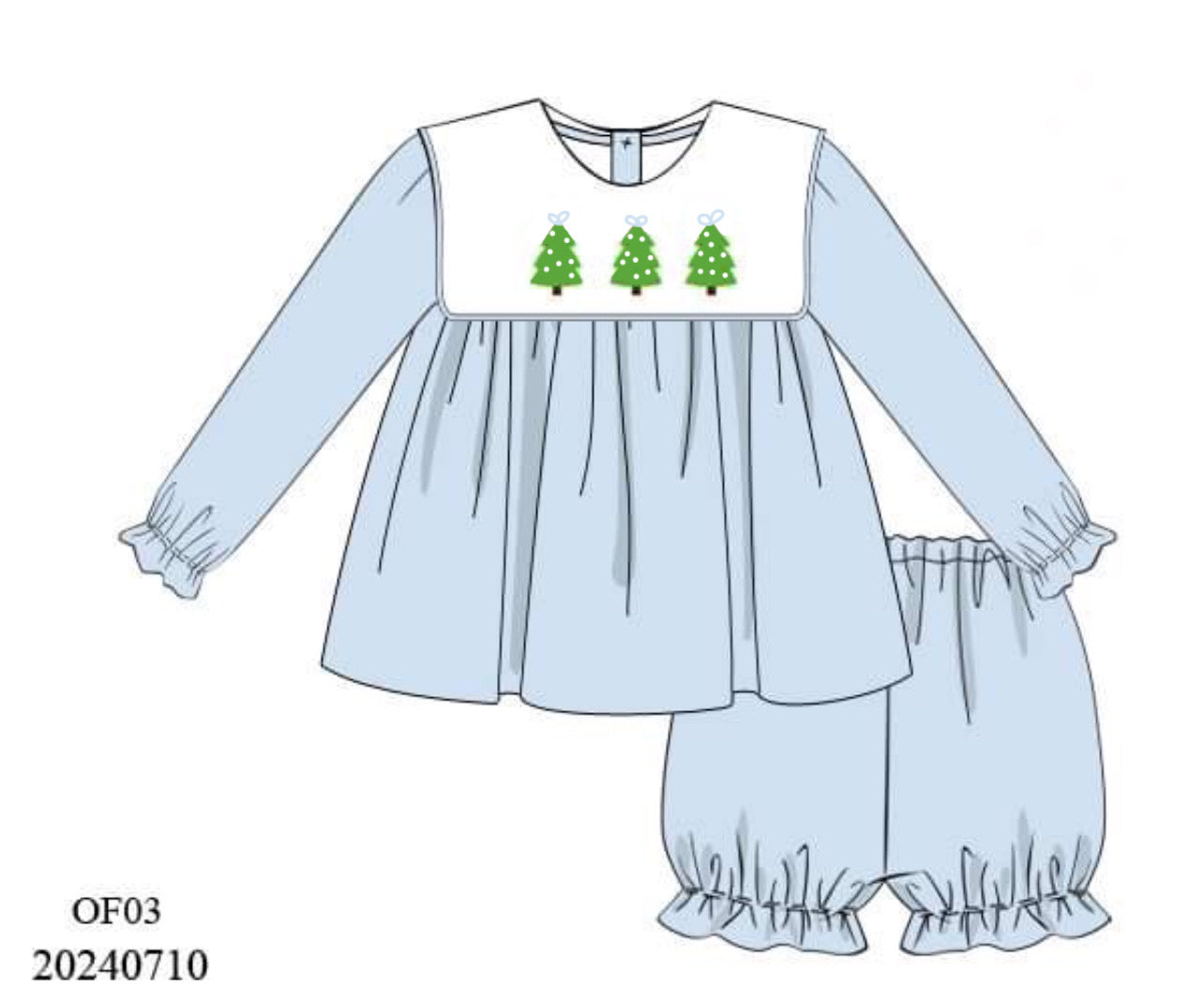 PREORDER Oxford Blue Christmas Tree Bloomer Set