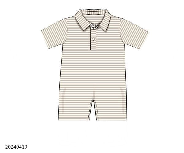 PREORDER Boys Knit Pinstripe Polo Romper