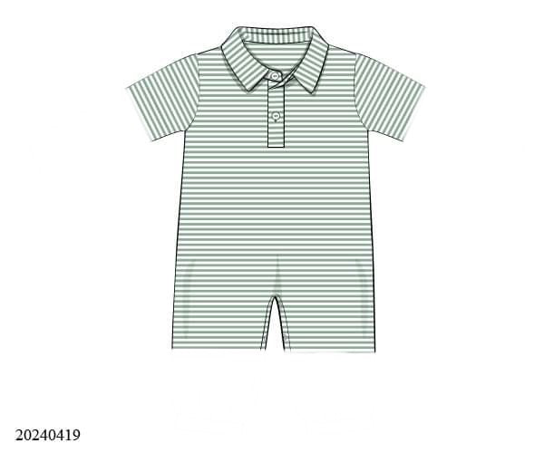 PREORDER Boys Knit Pinstripe Polo Romper