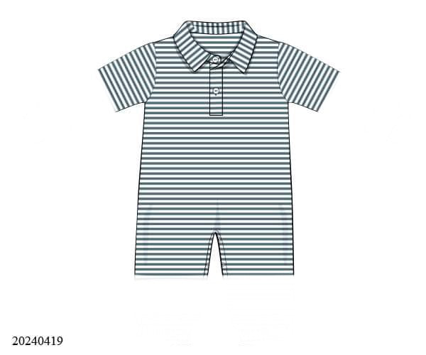 PREORDER Boys Knit Pinstripe Polo Romper