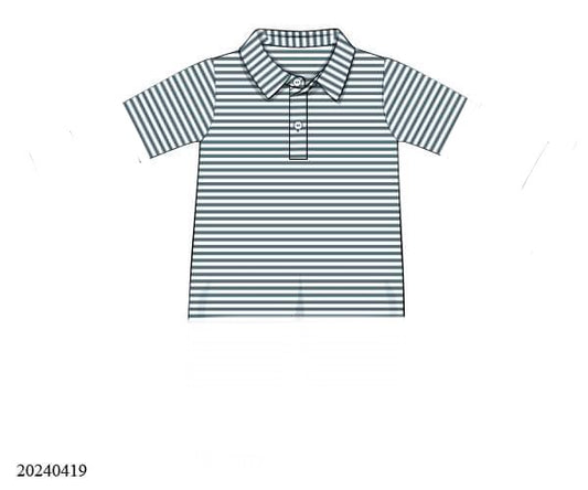 PREORDER Boys Knit Pinstripe Polo Shirt