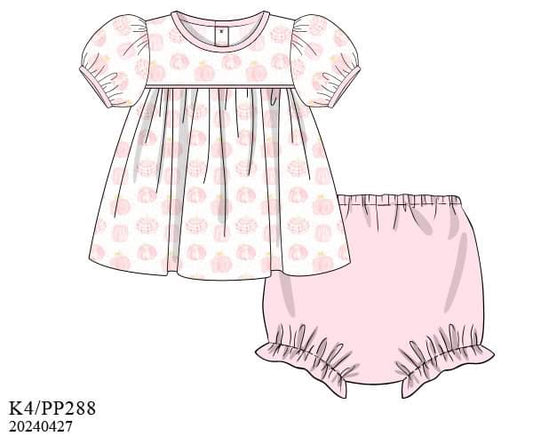 PREORDER Knit Pink Pumpkin Diaper Set