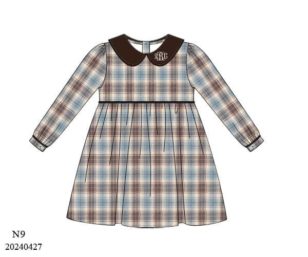 PREORDER Corduroy Collar Plaid Dress