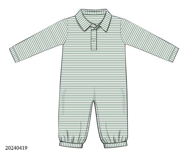 PREORDER Boys Knit Pinstripe Polo Long Romper