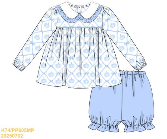 PREORDER Knit Blue Pumpkin Bloomer Set