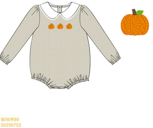 PREORDER Gingham French Knot Pumpkin Bubble