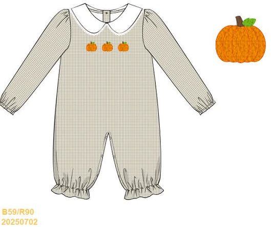 PREORDER Gingham French Knot Pumpkin Long Bubble