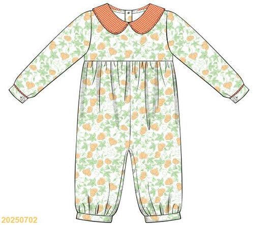 PREORDER Boys Pumpkin and Gingham Long Bubble