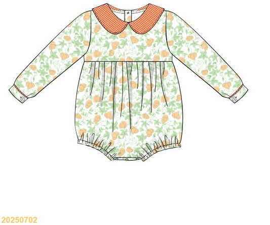 PREORDER Boys Pumpkin and Gingham Bubble