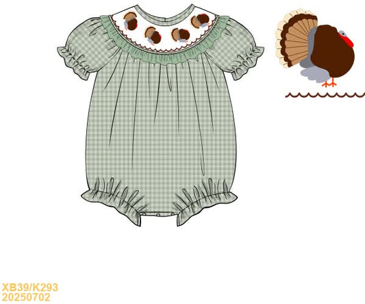 PREORDER Green Turkey Smocked Bubble